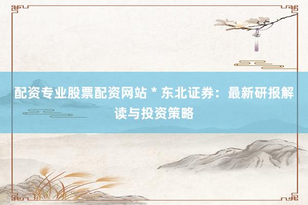 配资专业股票配资网站 * 东北证券：最新研报解读与投资策略