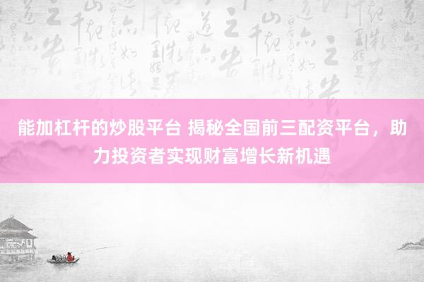 能加杠杆的炒股平台 揭秘全国前三配资平台，助力投资者实现财富增长新机遇