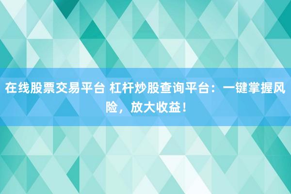在线股票交易平台 杠杆炒股查询平台：一键掌握风险，放大收益！