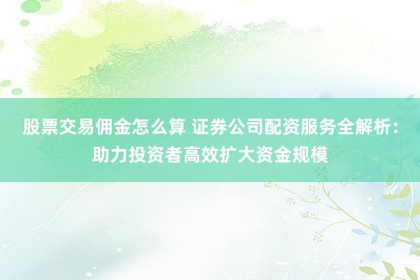 股票交易佣金怎么算 证券公司配资服务全解析：助力投资者高效扩大资金规模