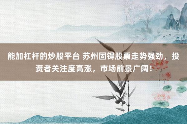 能加杠杆的炒股平台 苏州固锝股票走势强劲，投资者关注度高涨，市场前景广阔！