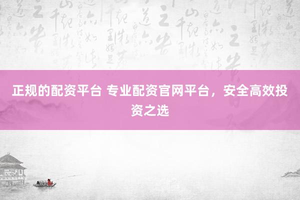 正规的配资平台 专业配资官网平台，安全高效投资之选