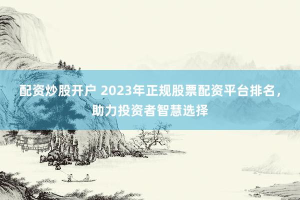 配资炒股开户 2023年正规股票配资平台排名，助力投资者智慧选择
