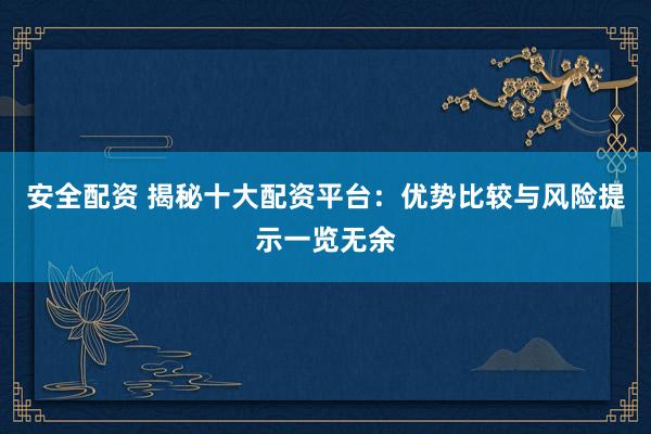 安全配资 揭秘十大配资平台：优势比较与风险提示一览无余