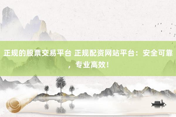 正规的股票交易平台 正规配资网站平台：安全可靠，专业高效！