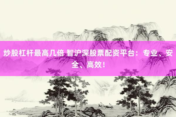炒股杠杆最高几倍 智沪深股票配资平台：专业、安全、高效！