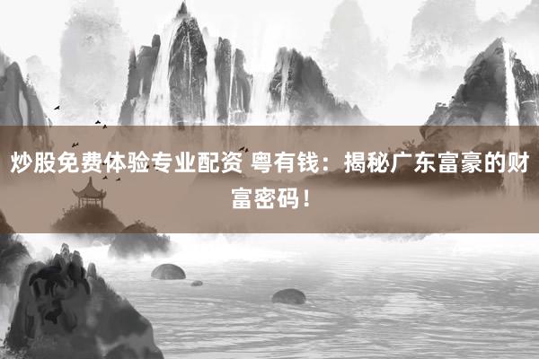 炒股免费体验专业配资 粤有钱：揭秘广东富豪的财富密码！