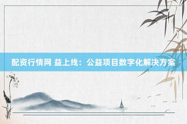 配资行情网 益上线：公益项目数字化解决方案