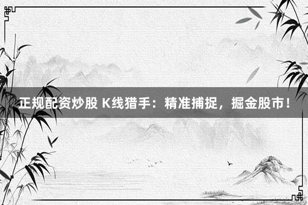 正规配资炒股 K线猎手：精准捕捉，掘金股市！