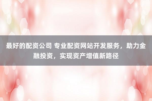 最好的配资公司 专业配资网站开发服务，助力金融投资，实现资产增值新路径