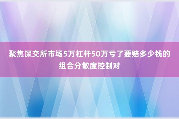 聚焦深交所市场5万杠杆50万亏了要赔多少钱的组合分散度控制对