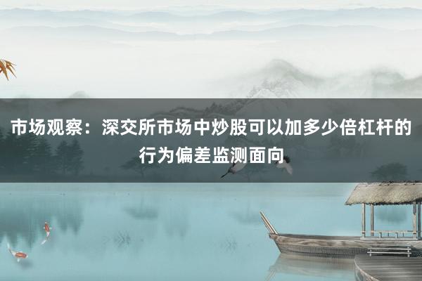 市场观察：深交所市场中炒股可以加多少倍杠杆的行为偏差监测面向