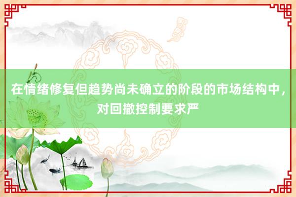 在情绪修复但趋势尚未确立的阶段的市场结构中，对回撤控制要求严