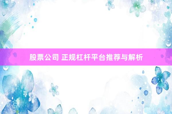 股票公司 正规杠杆平台推荐与解析
