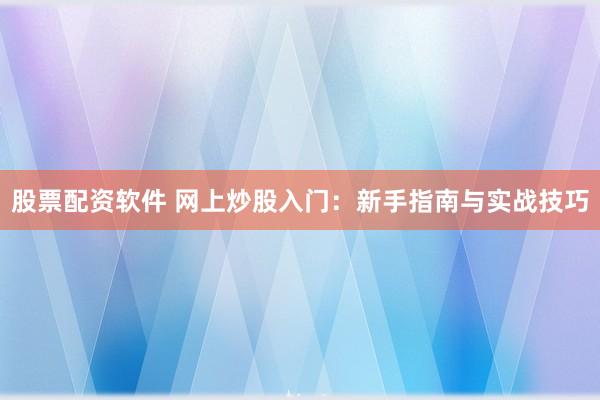 股票配资软件 网上炒股入门：新手指南与实战技巧