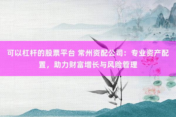 可以杠杆的股票平台 常州资配公司：专业资产配置，助力财富增长与风险管理