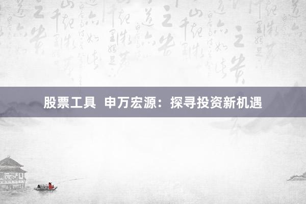 股票工具  申万宏源：探寻投资新机遇