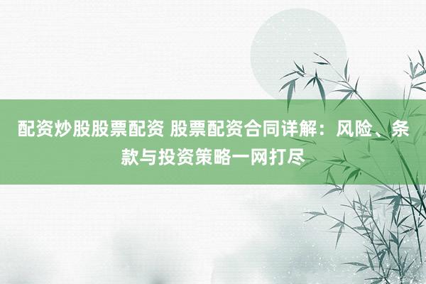 配资炒股股票配资 股票配资合同详解：风险、条款与投资策略一网打尽